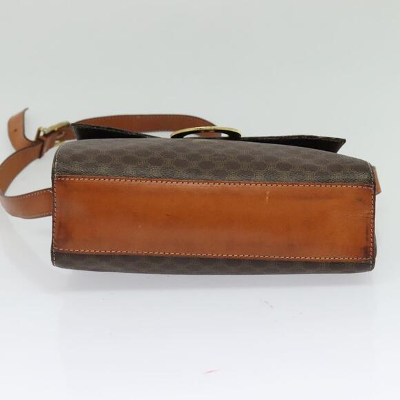 CELINE Macadam Canvas Circle Shoulder Bag Pvc Leather Brown Gold - Picture 9 of 12